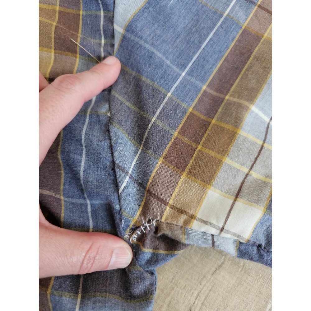 Vintage Polo Ralph Lauren Mens Plaid Button Down Shirt Blue Brown Cotton - Picture 8 of 9